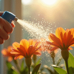 Personne arrosant des fleurs d'intérieur avec vaporisateur