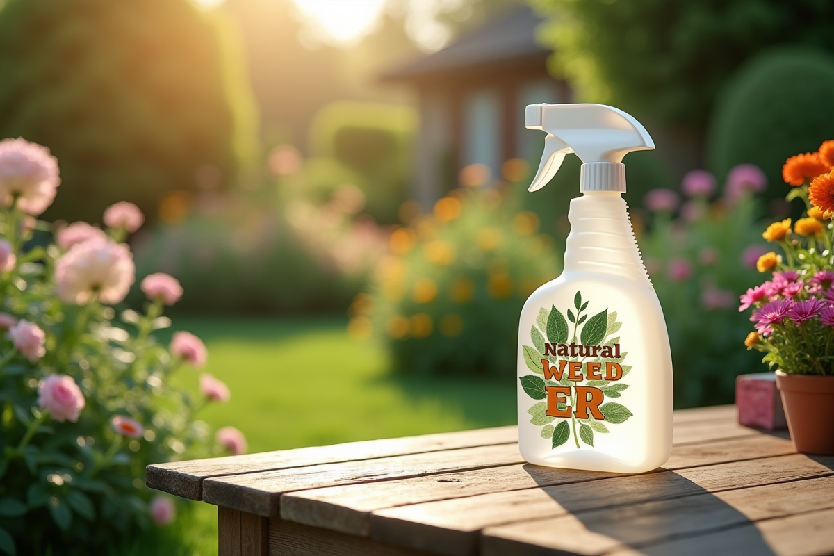 Spray naturel contre les mauvaises herbes sur table de jardin