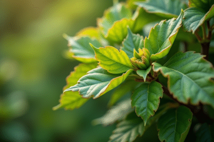 Détail de feuilles de buisson japonais montrant des signes de maladie