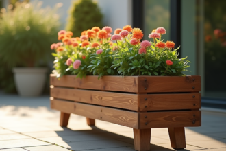 Essences de bois pour jardinières sur pied résistantes et esthétiques