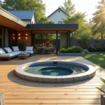 Jardin moderne avec spa encastré et mobilier minimaliste