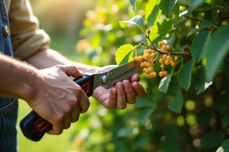 Camerisier en pleine croissance avec fruits mûrs et feuillage verdoyant