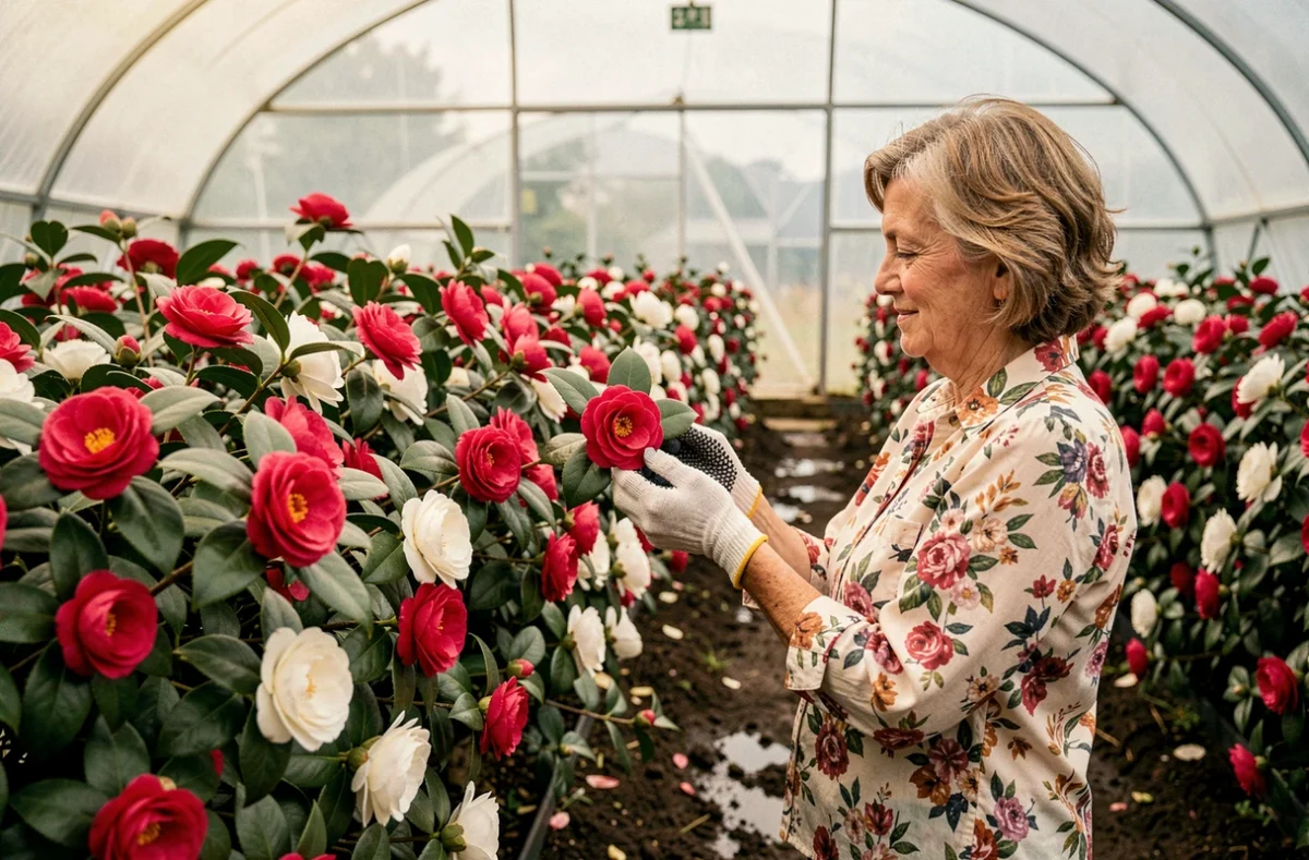 Pépinières Joël Lemaitre à Carquefou spécialisées dans le Camellia avec des plants en fleurs rose et blanc
